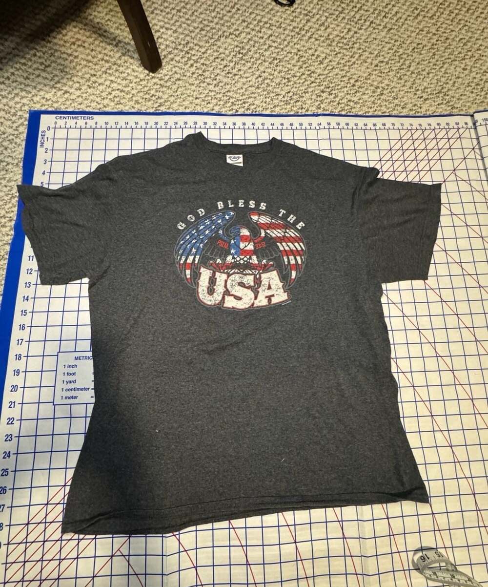 Delta Pro Weight God Bless The USA Patriotic Eagle Graphic Dark Gray T-Shirt Lar